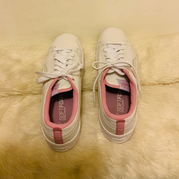 White with pink trim Puma Sneakers - Picture 3 of 7